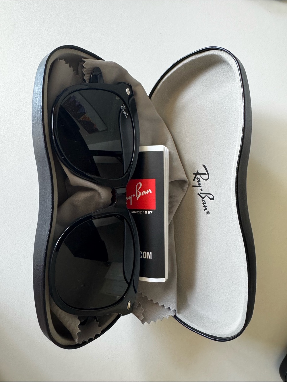 Ray-Ban Black Sunglasses with Gray Case Interior